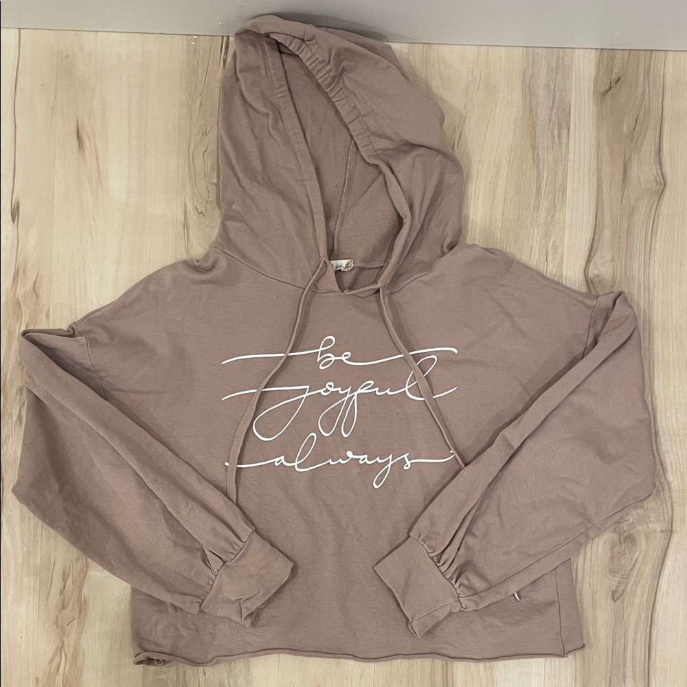 Altar’d State Cropped Lighweight Hoodie ‘Be Joyful Always’ XS